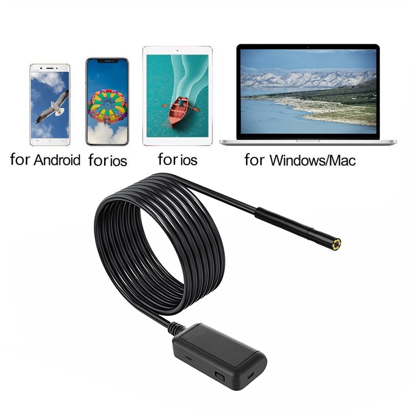 Endoscope Wireless Borescope WiFi Endoscope Camera Inspection IP67 Waterproof for Android & IOS Smartphone Tablet (5M)