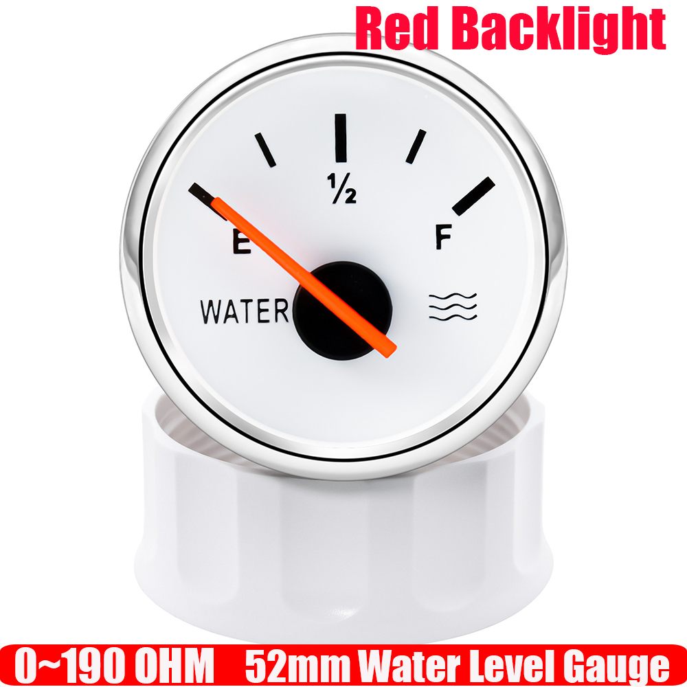 0–190 Ohm Wasserschwimmer-Sensor + Wasserstandsanzeige, rote LED, 52 mm Wassertank, Messgerät, Anzeige für Marine, Auto, Wohnmobil, Wohnmobil, Yacht, 9–32 V: Rosa