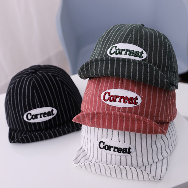 Embroidered Letters Baby Baseball Cap Striped Spring Summer Baby Girl Boy Sun Hat Outdoor Kids Children Visor Hat