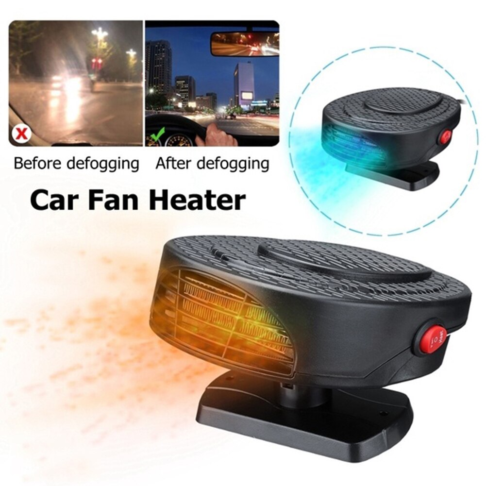 12/24V 150W 360 Degree Rotating Bracket Portable Car Truck Van Fan Heater Windshield Window Demister Defroster Energy Saving