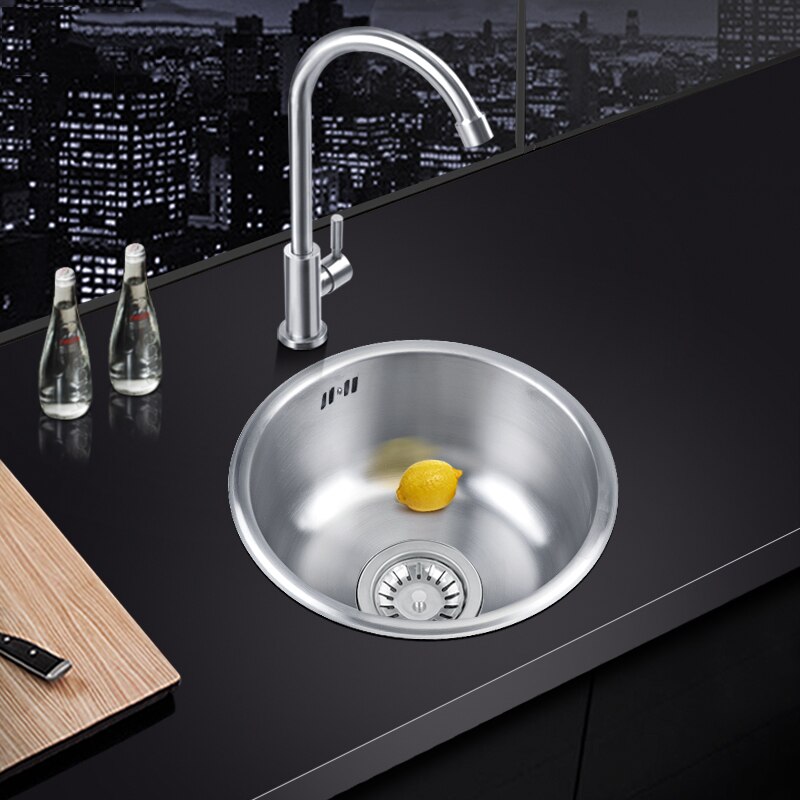Cuisine 304 acier inoxydable manuel tréfilage épaissi simple auge évier ensemble grand simple réservoir légumes lavabo HWC