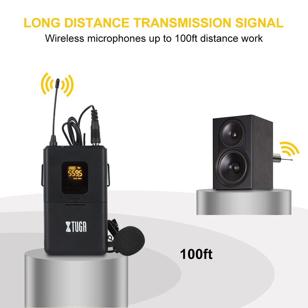XTUGA UHF Wireless Headset/Lavalier Microphones with 30 Selectable Channels for Public Speaking,Teachers,Stage Performances