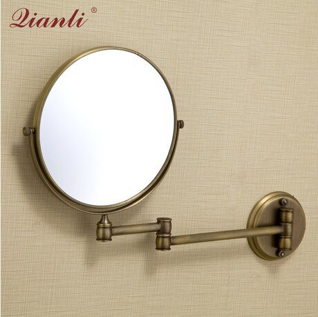 8 Inch Vintage/Goud/Chrome Wandmontage Schoonheid Spiegel, Dubbele Gezicht Vergrootglas Spiegel, telescopische Opvouwbare Make-Up Spiegel Messing