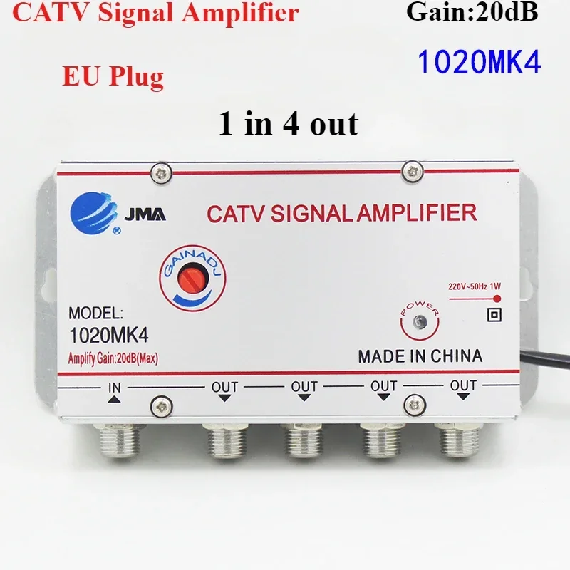 Cable TV Splitter Amplifier Digital CATV Antenna Signal Booster Home TV Equipments 45Mhz To 860MHz 220V 50/60Hz EU Plug: WHITE