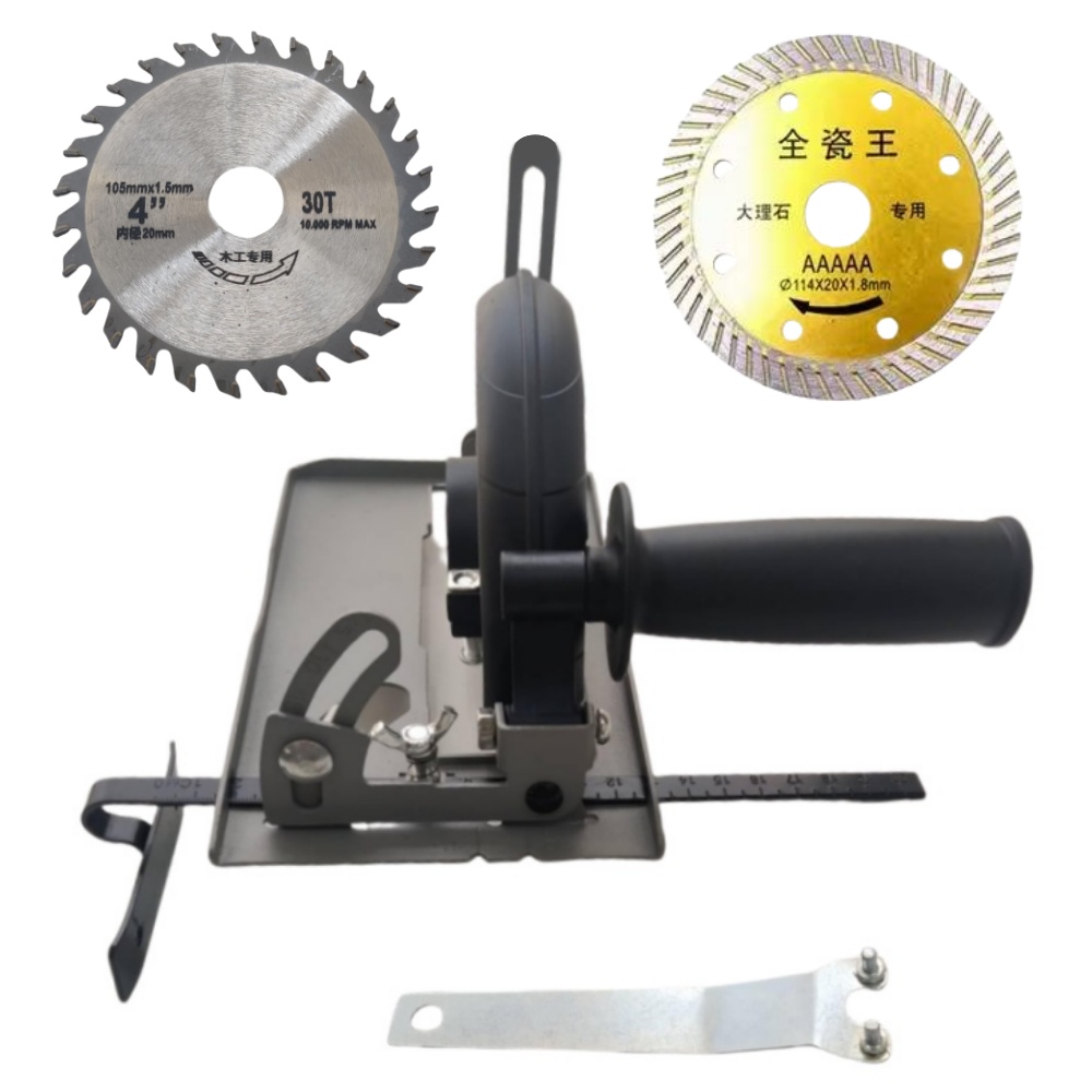 Amoladora angular de 100/115/125 mm, base ranurada para máquina cortadora de instalación rápida 45 ° Soporte de posicionamiento de profundidad de corte ajustable: Livididad