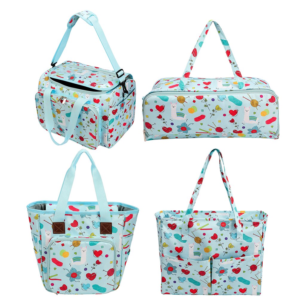 Bolso de Punto ligero con cremallera, bolsa de hombro con aguja de ganchillo, caja de hilo, accesorios de costura, organizador de almacenamiento, bolso de ganchillo