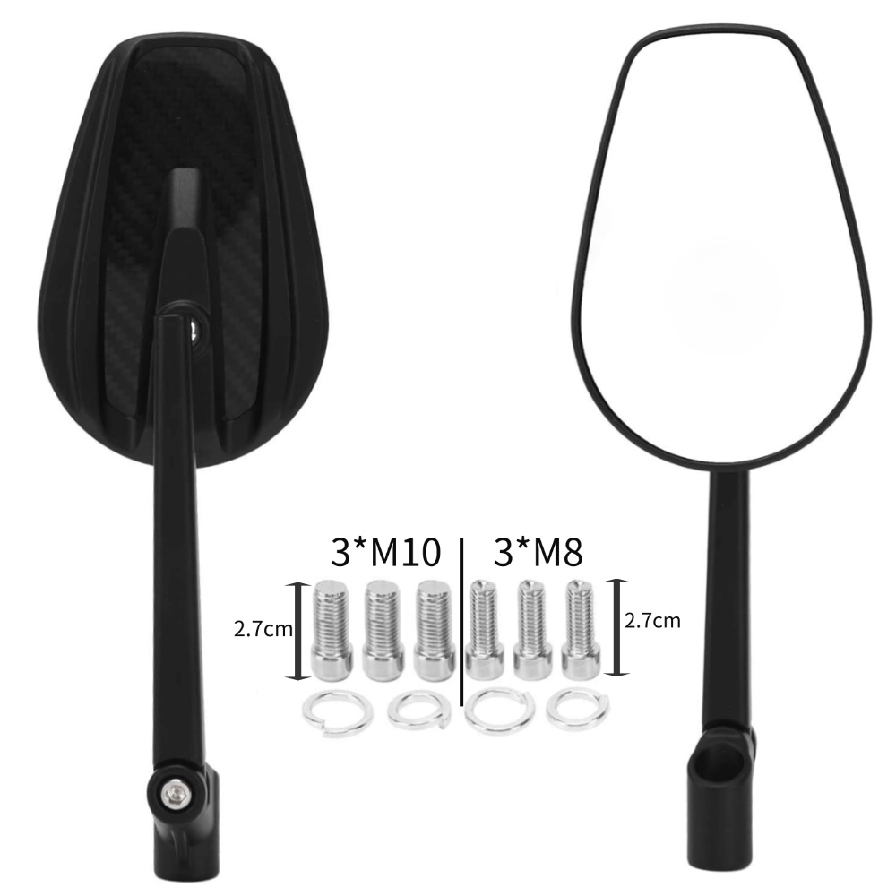 Universele motorfiets koolstofvezel stuurspiegel 8 mm 10 mm achteruitkijkspiegel zwarte spiegels geschikt voor scooter straat crossmotor quad: Default Title