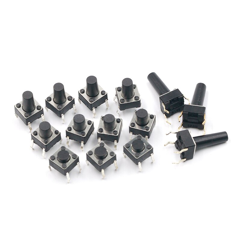 50PCS 6X6X5/4.3/5.5/6/7/8/9/10/13MM Tact Switch Push Button Switch 12V Copper 4PIN DIP Micro Switch For TV/Toys/home use Button