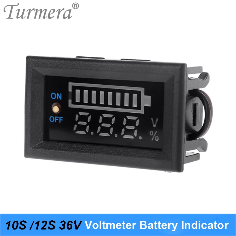Turmera 10S 12S 36V Lithium Lifepo4 Batterij Indicator Voltmeter Display Met Schakelaar Batterij Voor 36V 42V E-Bike En E-Scooter Gebruik