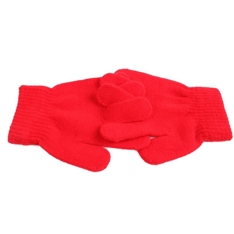 Bebê infantil inverno quente luvas de malha cor sólida menina menino elástico dedo cheio moda crianças luvas de esqui presentes