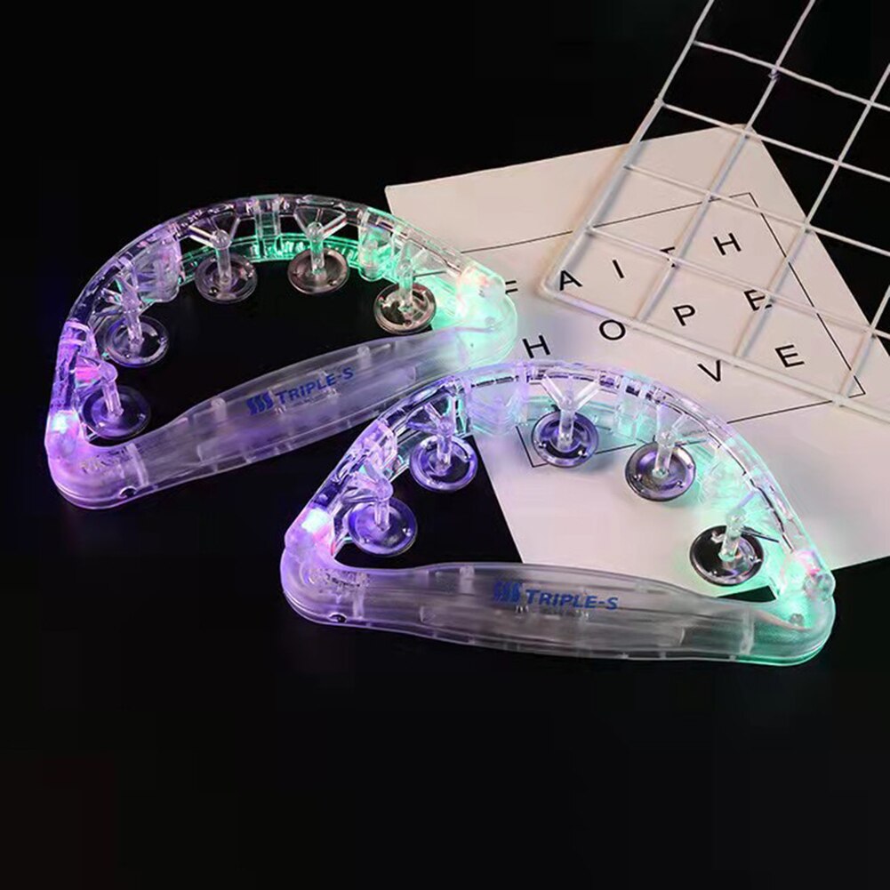 freundlicher Handheld Licht hoch Tamburin Schlagzeug LED Krachmacher Blinkende Jingles Rassel Glocke für KTV Party Sensorischen Schütteln Spielzeug