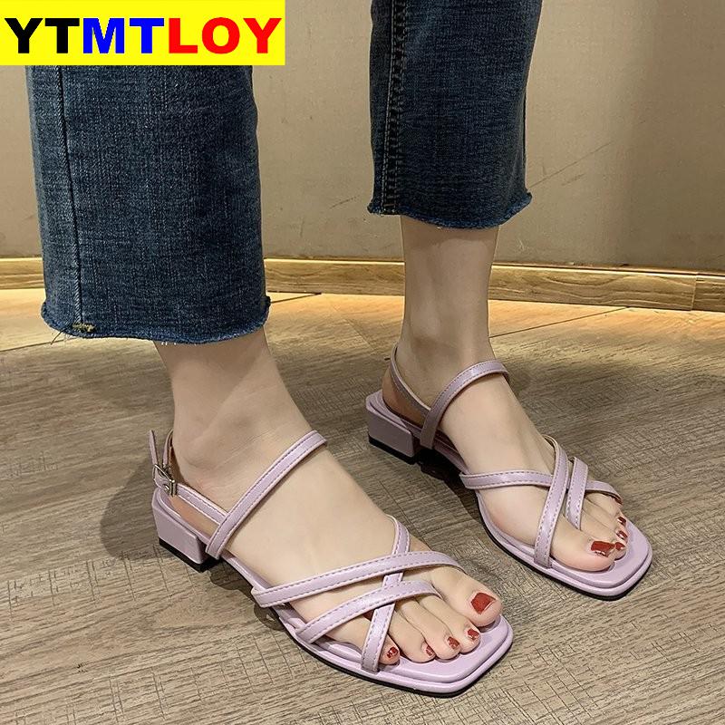 Sandaler dame sommer mellemhæl chunky hæl fe nat aften vind ins tide super fire romerske sko str. 35-39