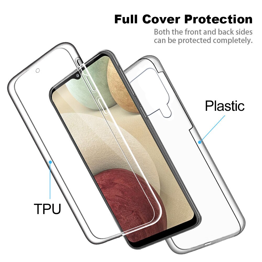 12 caso 360 grado fulldy proteger shell para samsung galaxy a12 sm-a125f/dsn 6,5 ''de silicona suave armadura a prueba de golpes a prueba de coque