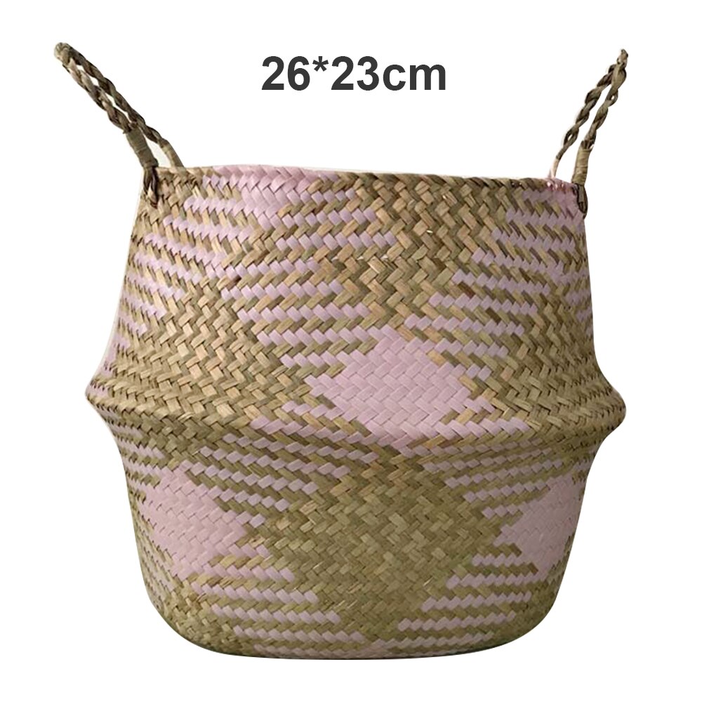 Rattan Straw Storage Basket Clothing Storage Basket Wicker Basket Folding Flower Pot Home Garden Hanging Basket Wedding: 13