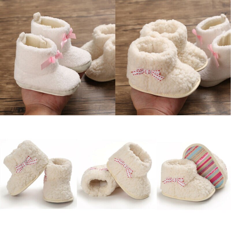Inverno Del bambino Appena nato Della Ragazza Del bambino Stivali Da Neve Inverno Caldo di Pelliccia Presepe Scarpe Calde Prewalker