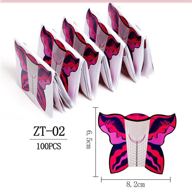 100 pièces poisson forme Nail Art français acrylique UV Gel conseils Extension Curl constructeur forme pochoir manucure outil autocollant pour polonais Guide: 2