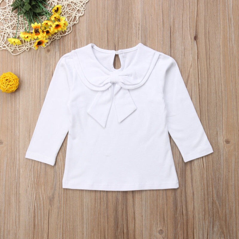 Peuter Meisje Katoenen Prinses Lange Mouw T-shirt Top Zip Up Blouse Kleding: WHITE / 5T