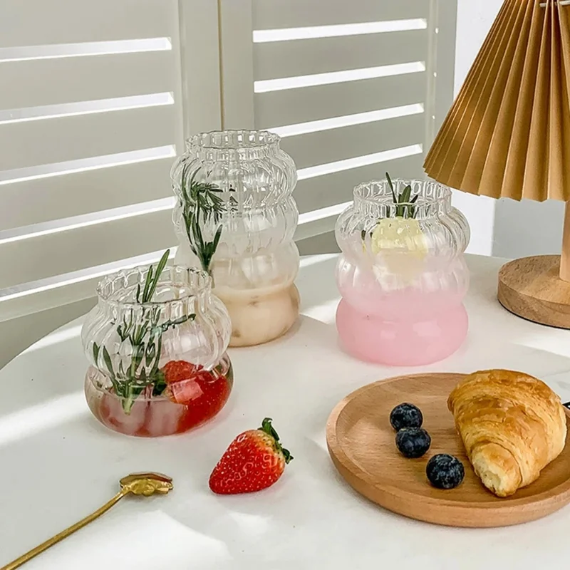 Taza de cristal Ins creativa, vaso resistente al calor, té transparente, jugo, leche, café, vasos de agua para el hogar, vasos de cóctel y cerveza
