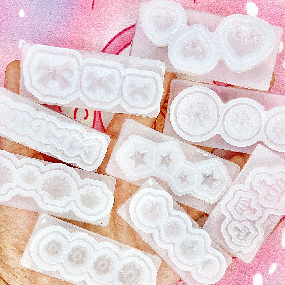 Mini Heart Seashell Resin Cabochon DIY Tool Silicone Molds Tiny Nail Bows Decors Resin Jewelry Flowers Charms Transparent Mold