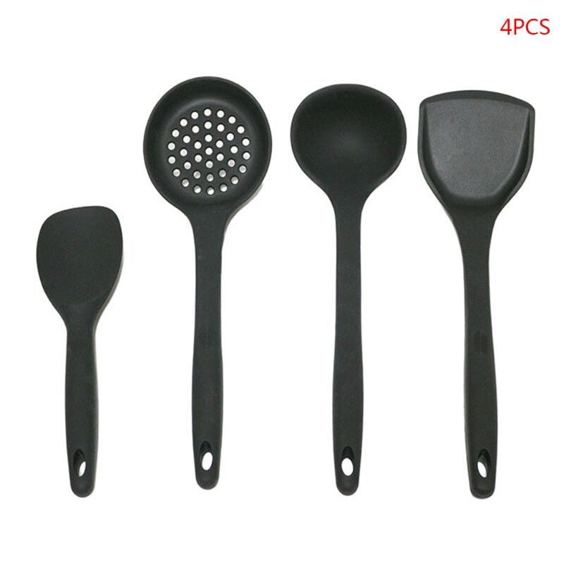 Pelle chinoise spatule antiadhésive alimentaire Silicone ustensile de cuisine accessoires de cuisine: Black