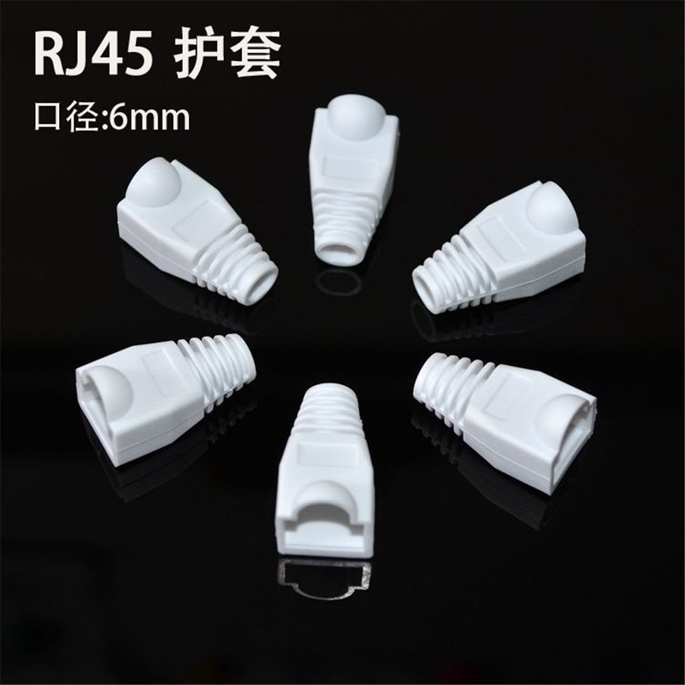 20pc RJ-45 Adapter Cap for 0.6mm Ethernet Network Cable Connector Plugs RJ45 Cat5 CAT6 Cover Cap Socket Boots Cap Head: white