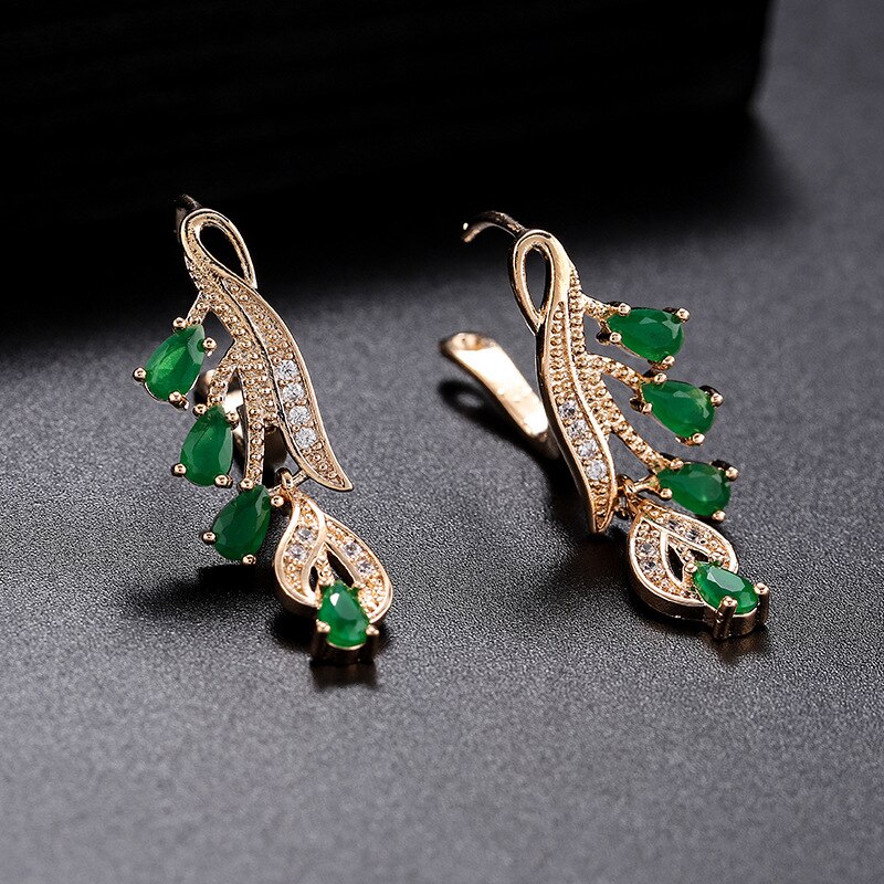 Kreatywna i prosta cyrkonia kolczyki, miedź inkrustowane pawi ogon, małe kolczyki, ładny kolor kolczyki, akcesoria fabryczne źródła