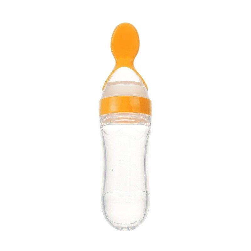 90ml sikker nyfødt baby fodringsflaske lille barn silikone klemme fodring ske mælkeflaske baby træning fodermælk flaske: Oragen