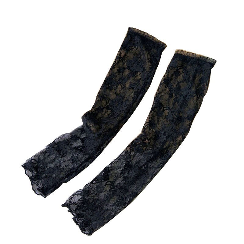 Transparante arm mouw beschermende handschoenen dames mesh kant dunne ademende handschoenen auto armwarmers mouwen arm manchet zonnebrandcrème