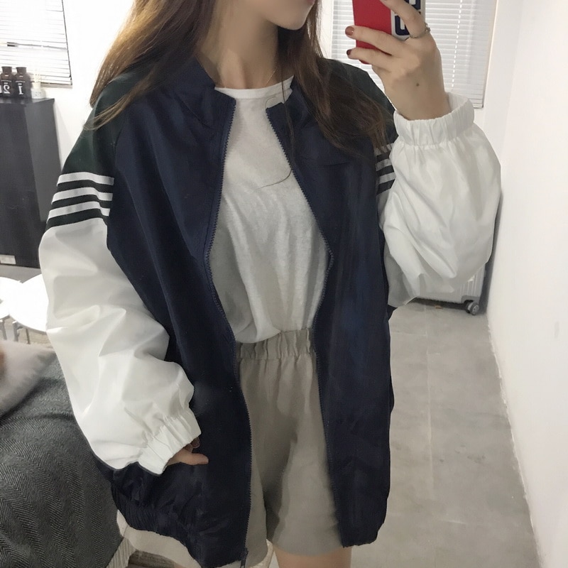 Herfst Vrouwen Casual Lente Mode Jas Punk College Harajuku Rits Losse Grote Maat Dunne Baseball Lange Mouw Jasje