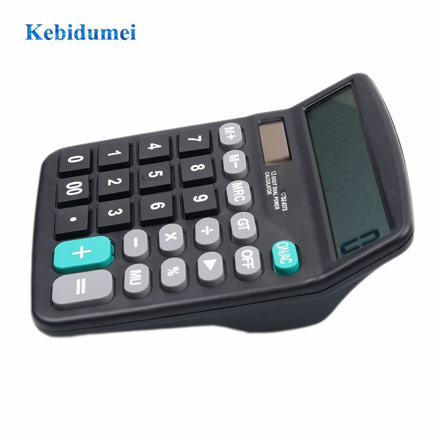 Calculadora electrónica portátil 2 en 1 para oficina, herramienta comercial, batería o Solar, botón grande de 12 dígitos