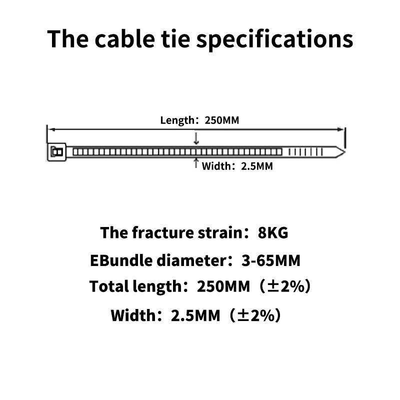 100PCS Self-locking Nylon Cable Tie Wire Zip Ties Set 3X100 3X150 3X200 3X250 3X300 Black White Fasten Cable Tie