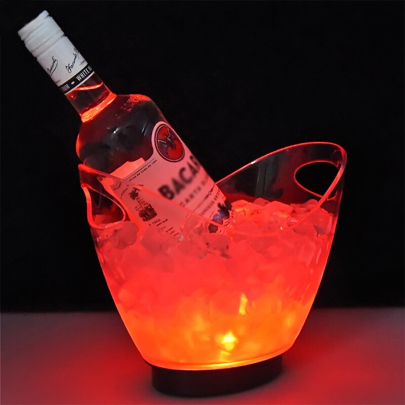 Portable Ice Bucket Waterproof 7 Color LED Ice Bucket Nightclub Bar Party Champagne Wine Bucket Transparent Light Wine Barrel