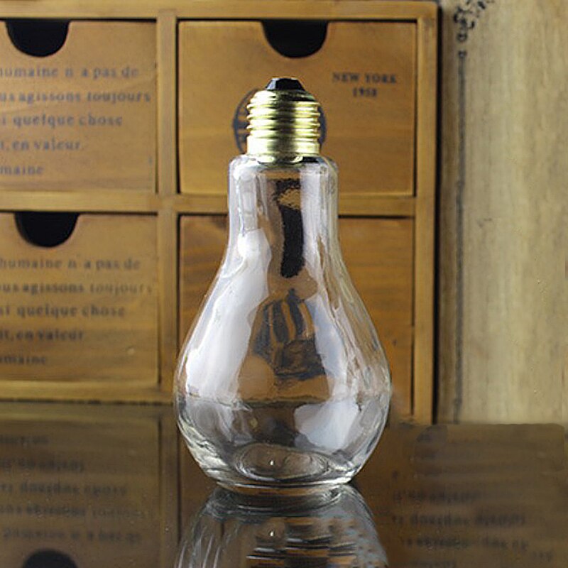 Bottle Tea Glass Light Bulb Water Drink Containers Transparent Clear Glass Cup Bottle for Bar Deco Cup: 400ml