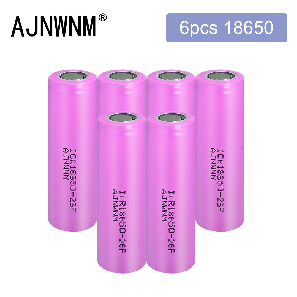 For Samsung 18650 Batteries 2600Mah ICR18650 3.7V Rechargeable Batteries Li ion lithium ion 18650 Rechargeable Battery: 6PCS 18650