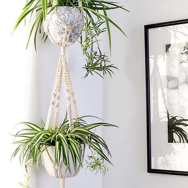 Macramé para planta perchas-Paquete De 4, en diferentes diseños-macetero colgante De pared interior hecho a mano soporte para plantas-Soporte moderno De hogar bohemio