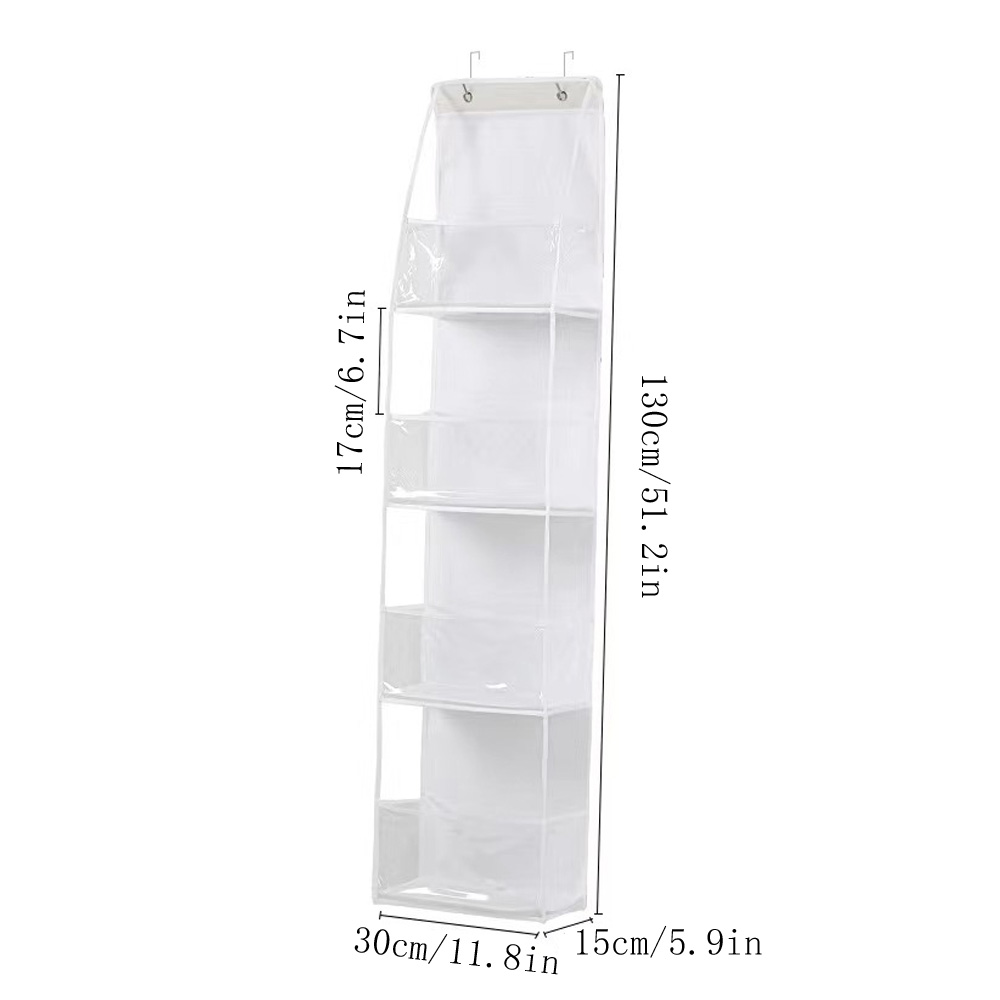 1pc 4/6 couches sur la porte organisateur suspendu cosmétiques tenture murale rangement organisateur pour pépinière salle de bain placard chambre dortoir: WHITE