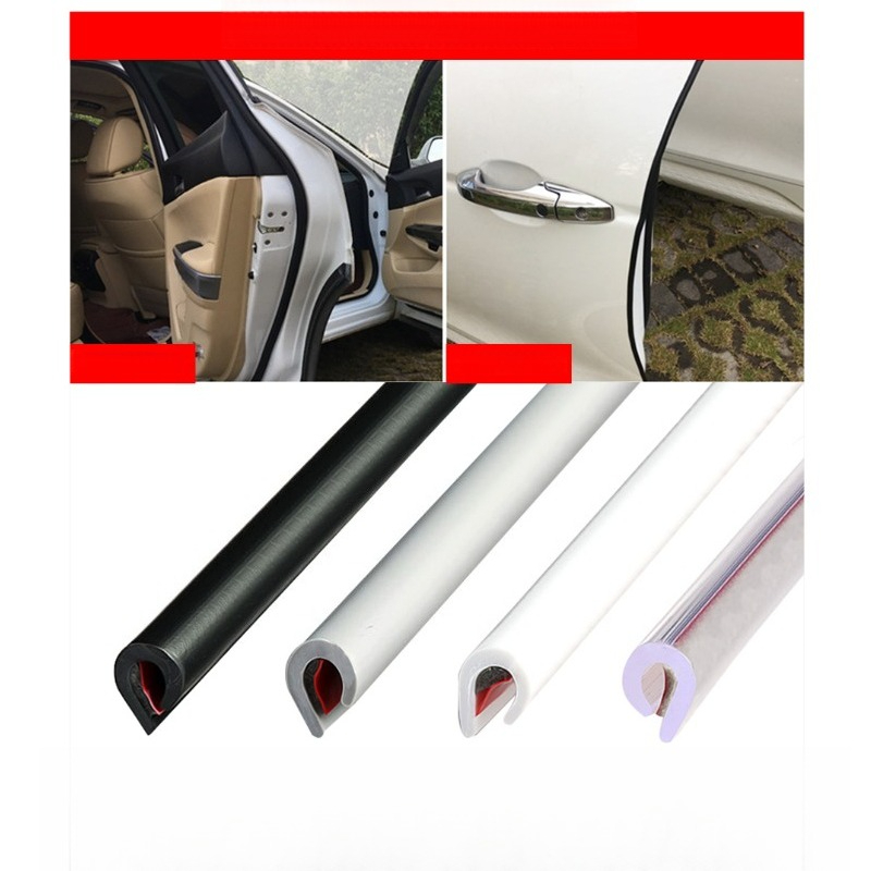 Protectores de borde de protección de puerta de coche Universal tipo 5m, tira de moldura de estilo embellecedor, Protector de arañazos de goma para coche: Negro