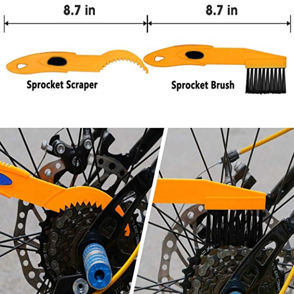 6 pcs/set bike chain cleaner bicycle cleaning tool kit bicycle tire brush brake disc cleaner MTB washing set