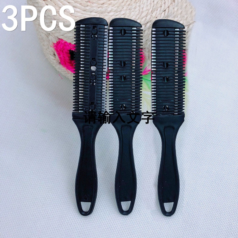 3pcs Hair Cutter Comb Double Side Haircut Scissors Plastic Hair Comb Cutter Trimmer with Stainless Steel Blade Hair Shaper Razor