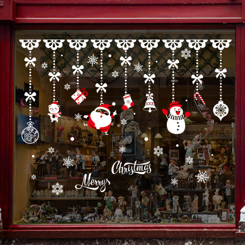 Kerst Thema Venster Etalage Stickers Moderne Kunst Muurschilderingen Thuis Decoratie Cartoon Sneeuwpop Muurstickers
