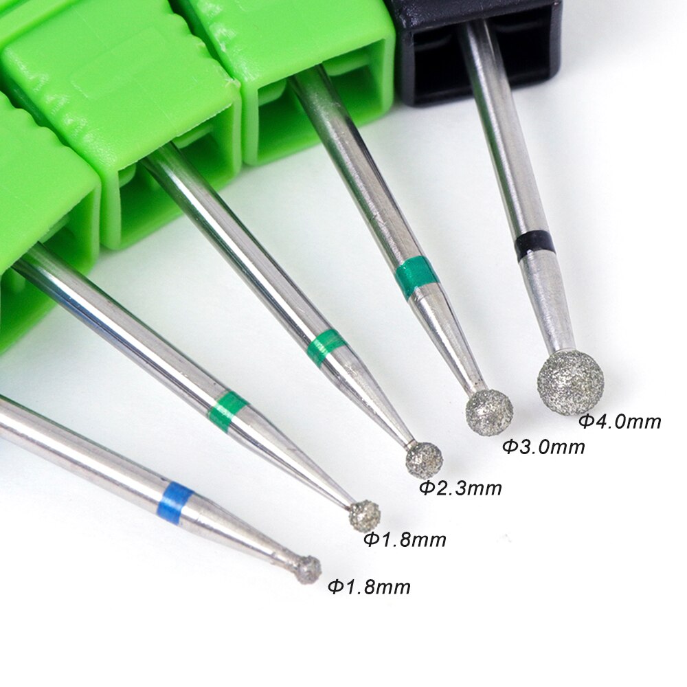 Juego de brocas de diamantes para uñas, fresas redondas para manicura, cortador de cutículas, herramientas de CHJG01-05, 5 tipos de bolas