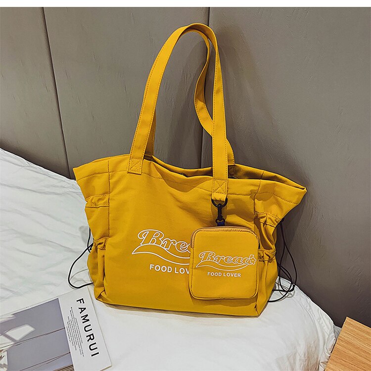 Franse grote capaciteit tote bag handtas & canvas schoudertas breedte 55cm hoogte 32cm dikte 19cm: Geel