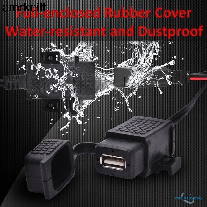 Waterdichte Motorcycle Dual Usb Charger Kit Sae Naar Usb Adapter Kabel 120Cm Kabel Inline Zekering Voor Motorcycle Mobiel Tablet gps