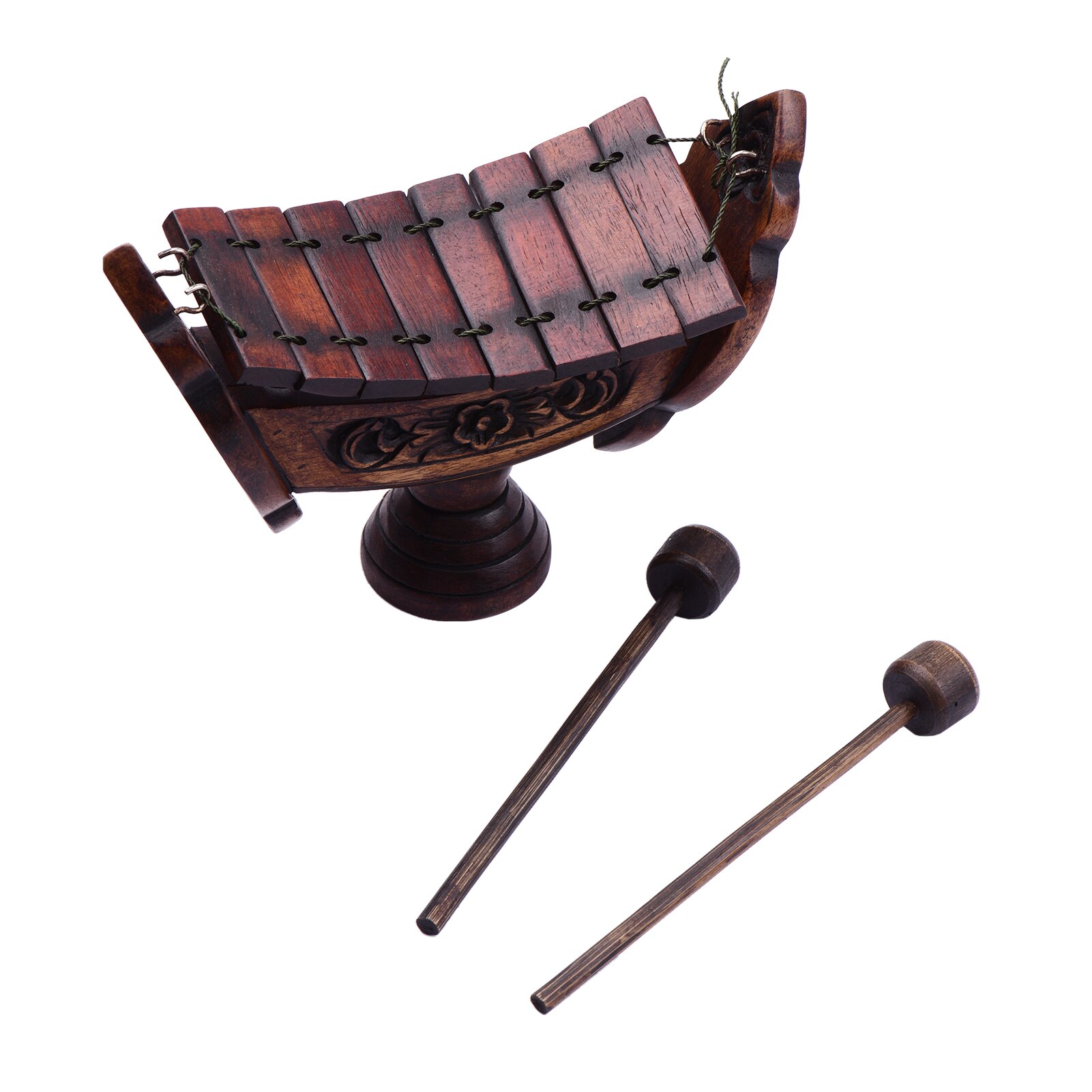 Instrumento Musical de percusión tradicional Tailandesa para el hogar, xilófono de madera de teca, 8 notas, adorno artesanal de madera, con mazos