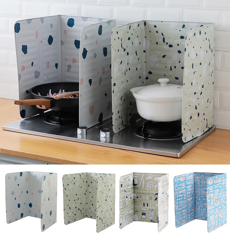 Gas Stove Aluminium Foil Oil Splash Proof Plate Screen Baffle Kitchen Stove Foil Cooking Insulation Sheet Oil Splatter Guard 1pc