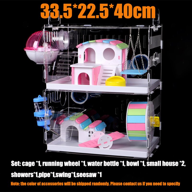 Transparent acrylique Hamster maison petite Cage pour animaux de compagnie surdimensionné Villa cobaye base Cage jouet fournitures paquet nid avec le tuyau