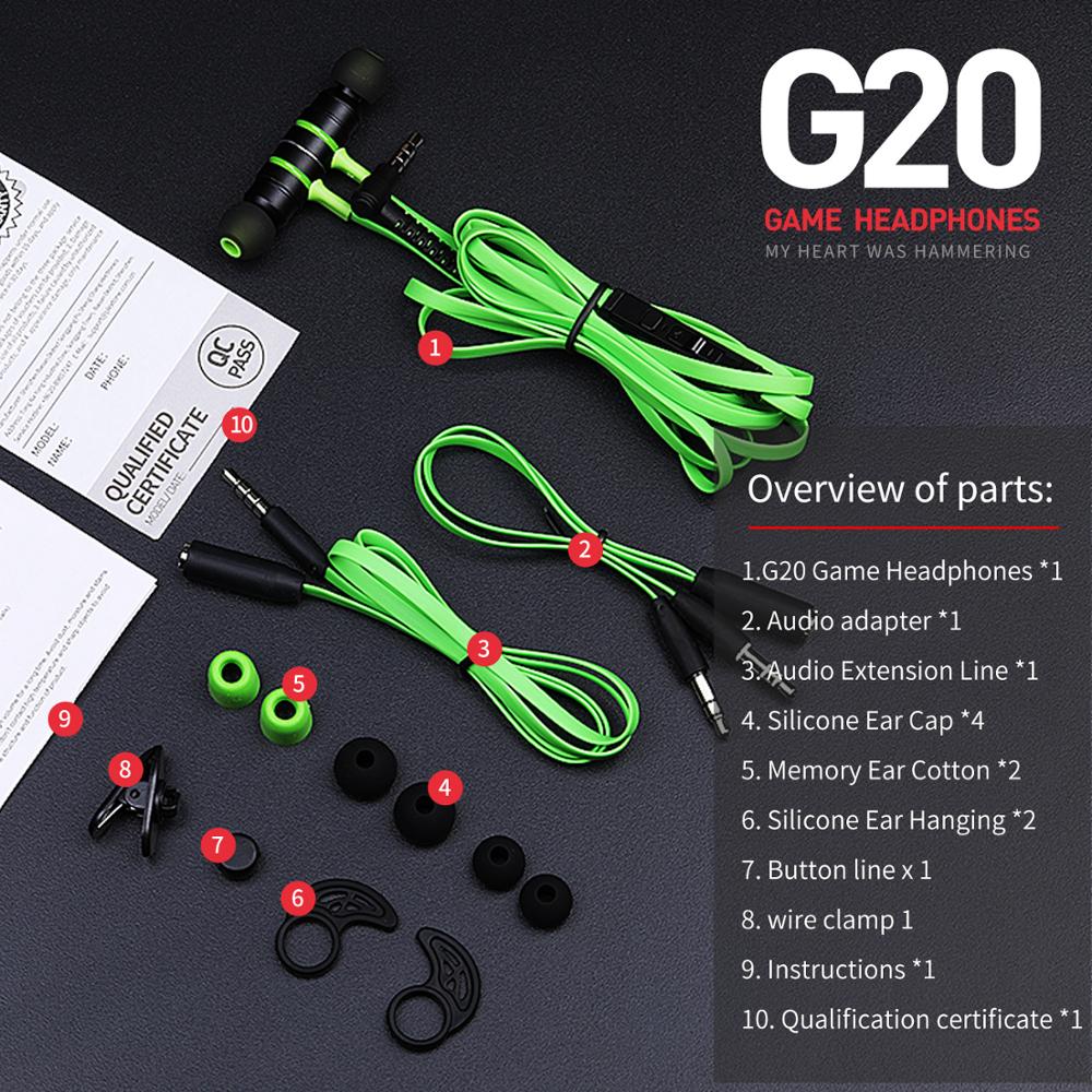 G20 Hammerhead Gaming 3.5 Mm Headset Gamer Stereo Bass Gaming Hoofdtelefoon Met Microfoon Magnetische 2.2M Bedrade Oortelefoon Voor Games