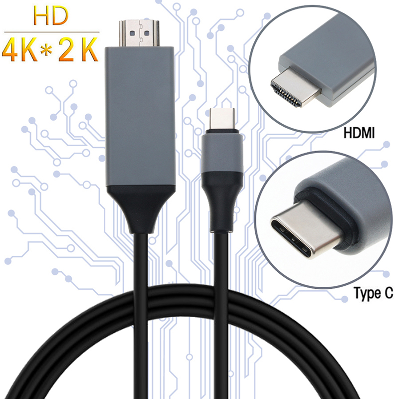 Kebidu 2M 4K Usb 3.1 30Hz Hd Verleng Adapter Type C Usb C Hdmi-Compatibele Kabel converter Voor Macbook Samsung S8