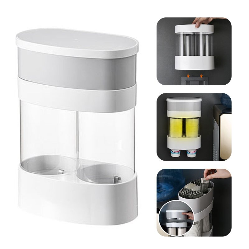 Wall Mounted Cup Holder Disposable Cup Dispenser Paper Cup Holder Plastic Cups Contanier for Shop Restaurant Hotel Storage Rack