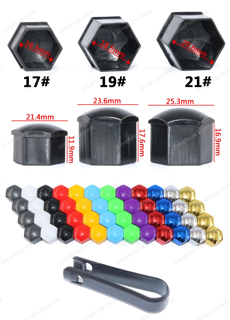 20 piezas cubiertas universales para tuercas de rueda 17/19/21mm-tapas para pernos de rueda a prueba de ust para coche, SUV, camión | Protección y decoración exterior